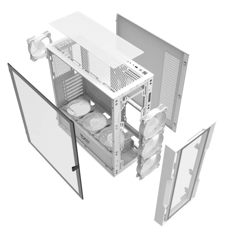 Aigo DarkFlash DK431 Glass ATX Mid Tower Gaming Case - White (With 4*ARGB Fans) - Image 5