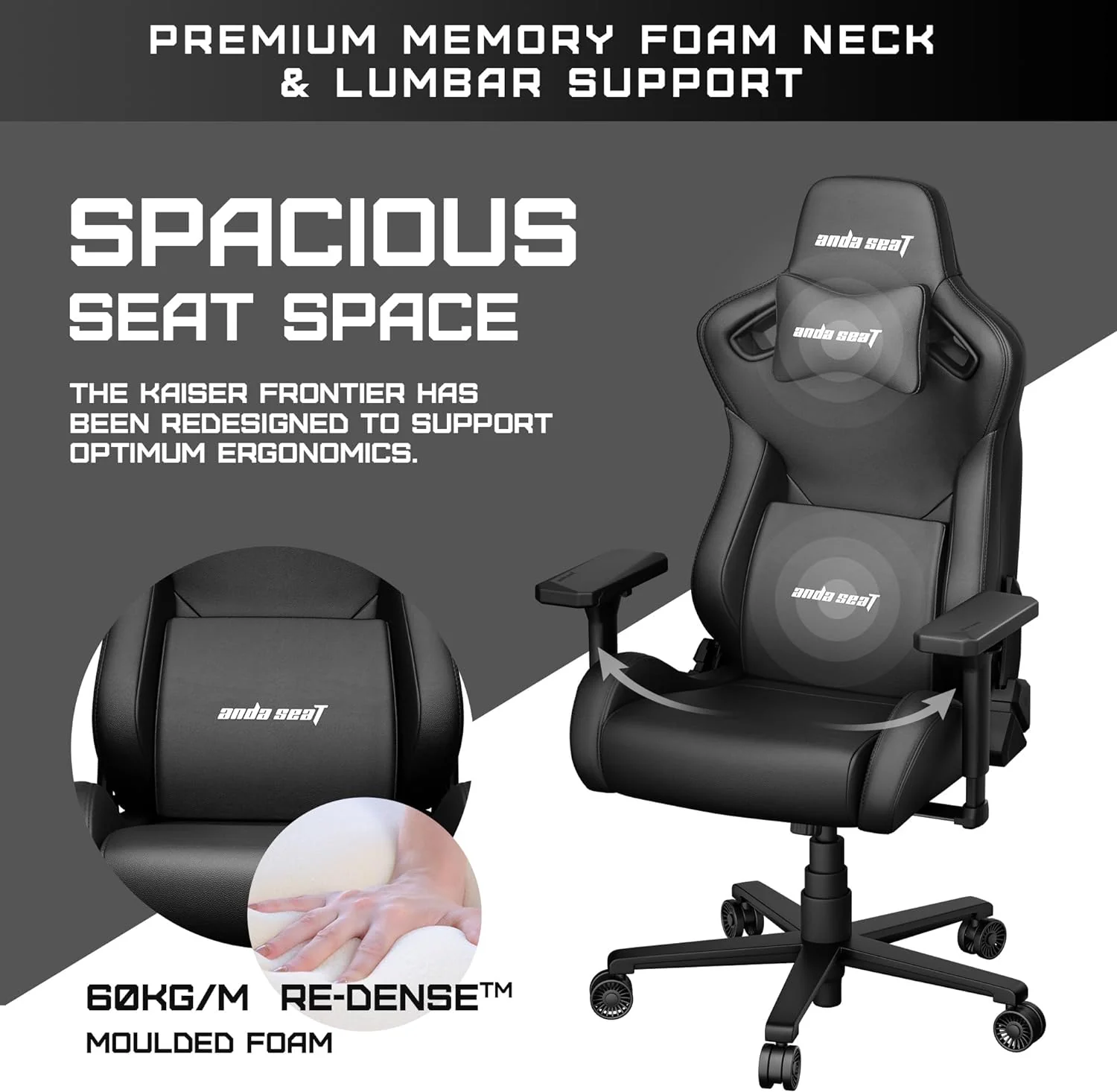 Andaseat Kaiser Frontier Gaming Chair XL - Black - Image 9