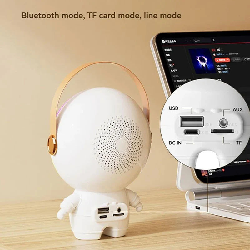 Asto Portable Rechargeable Mini Speaker with Mic and Digital Clock - Image 2