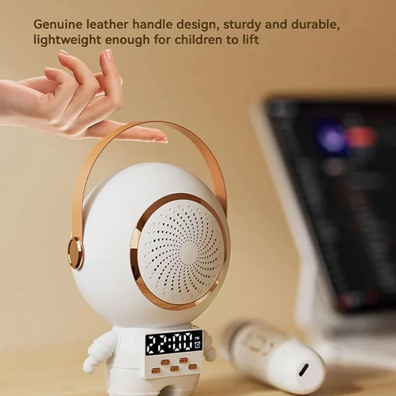 Asto Portable Rechargeable Mini Speaker with Mic and Digital Clock - Image 3