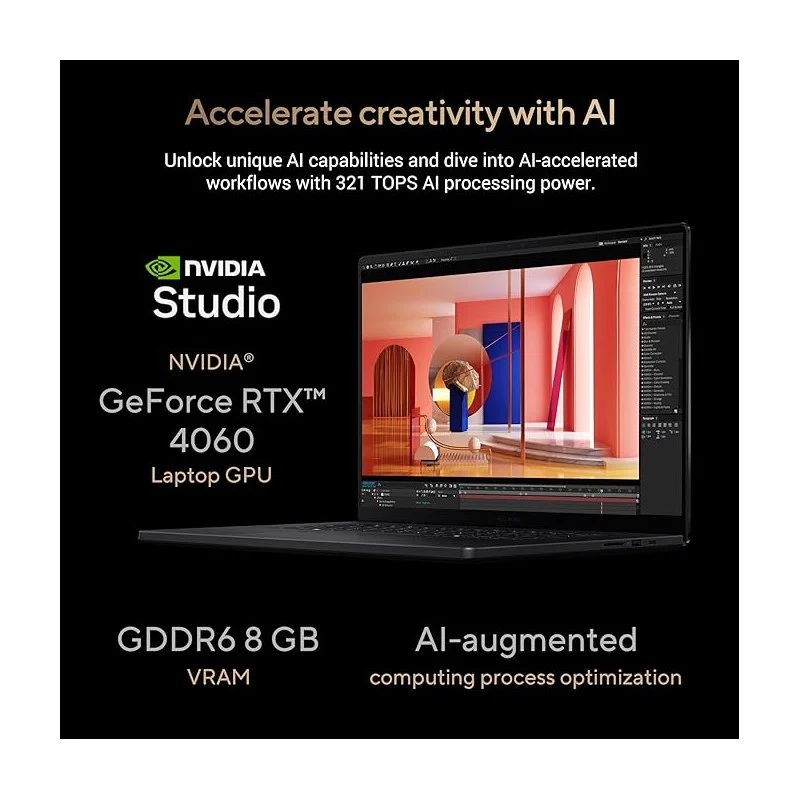 Asus ProArt P16 OLED AI Laptop AMD Ryzen 9 AI HX370, 32 GB RAM, 2 TB SSD, NVIDIA GeForce RTX 4060 8 GB, 16" 4K OLED Touch Screen, Windows 11 with Copilot Key - Nano Black - Backpack Inlcuded - Image 2