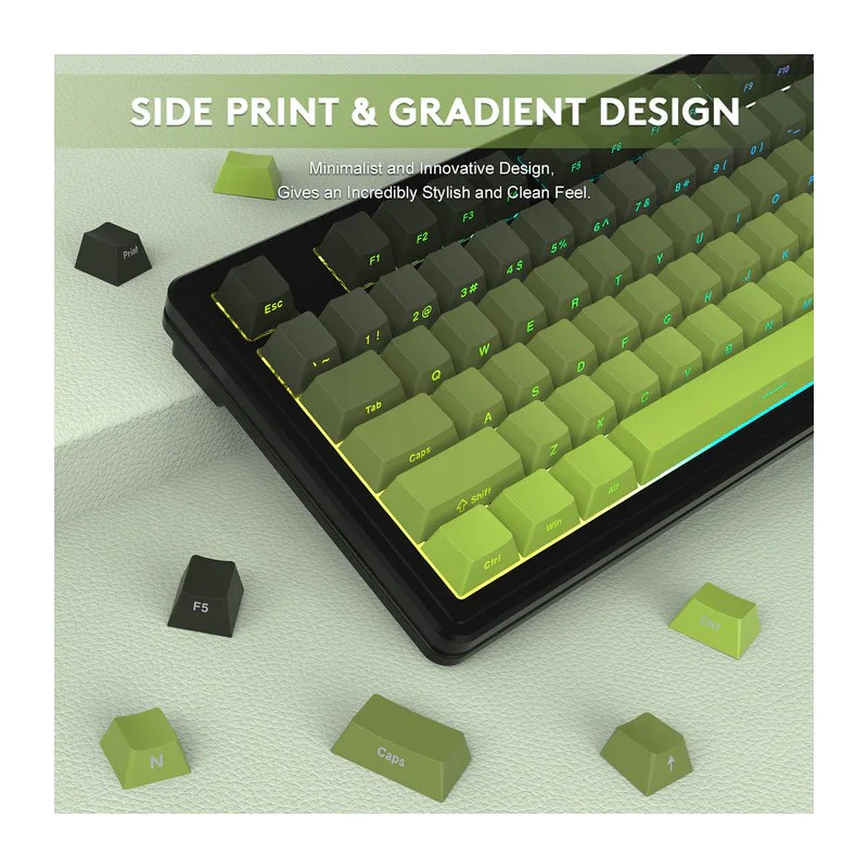 ATTACK SHARK M87PRO Wireless Mechanical Keyboard with Side Printed PBT Keycaps - Gradient Green - Image 5