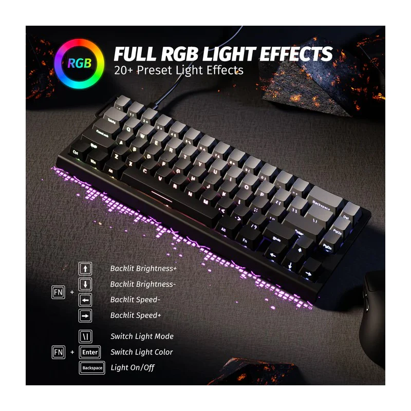 ATTACK SHARK X68 HE 60% Wired 8KHz Rapid Trigger Keyboard Magnetic Switch - Moon Light Black Gradient - Image 3