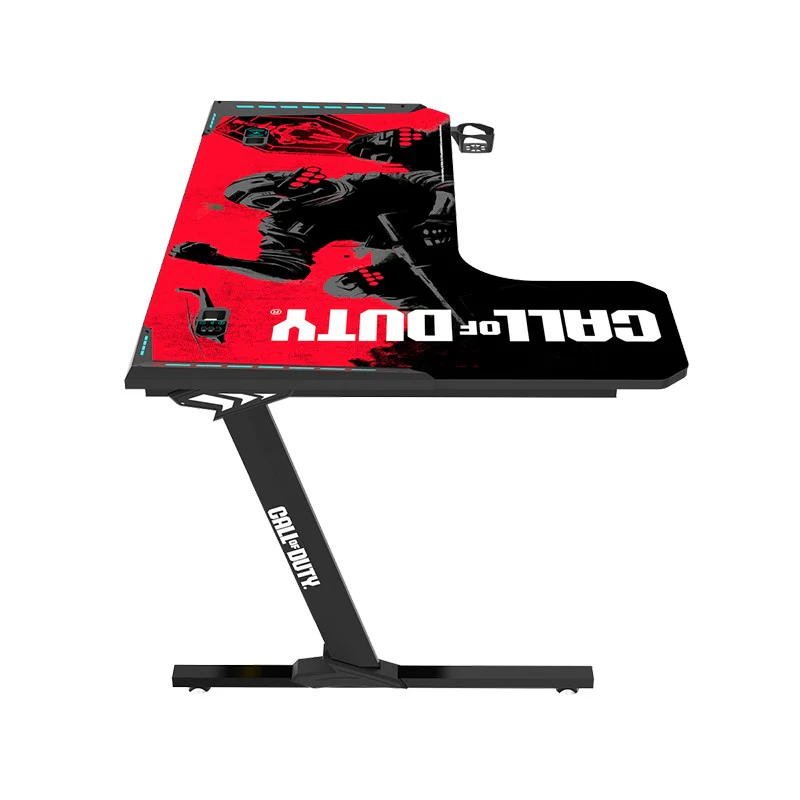 Call Of Duty (COD) x GAMEON Phantom XL-L Series L-Shaped RGB Flowing Light Gaming Desk (Size: 1400-600-720mm) With (800*300*3mm - Mouse pad), Headphone Hook, Cup Holder, Cable Management, Gamepad Holder, Qi Wireless Charger & USB Hub - Black/Red - Image 4