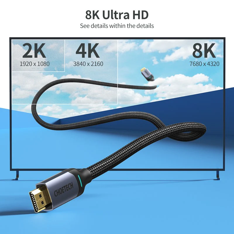Choetech 8K 2M HDMI to HDMI Cable - Black - Image 3