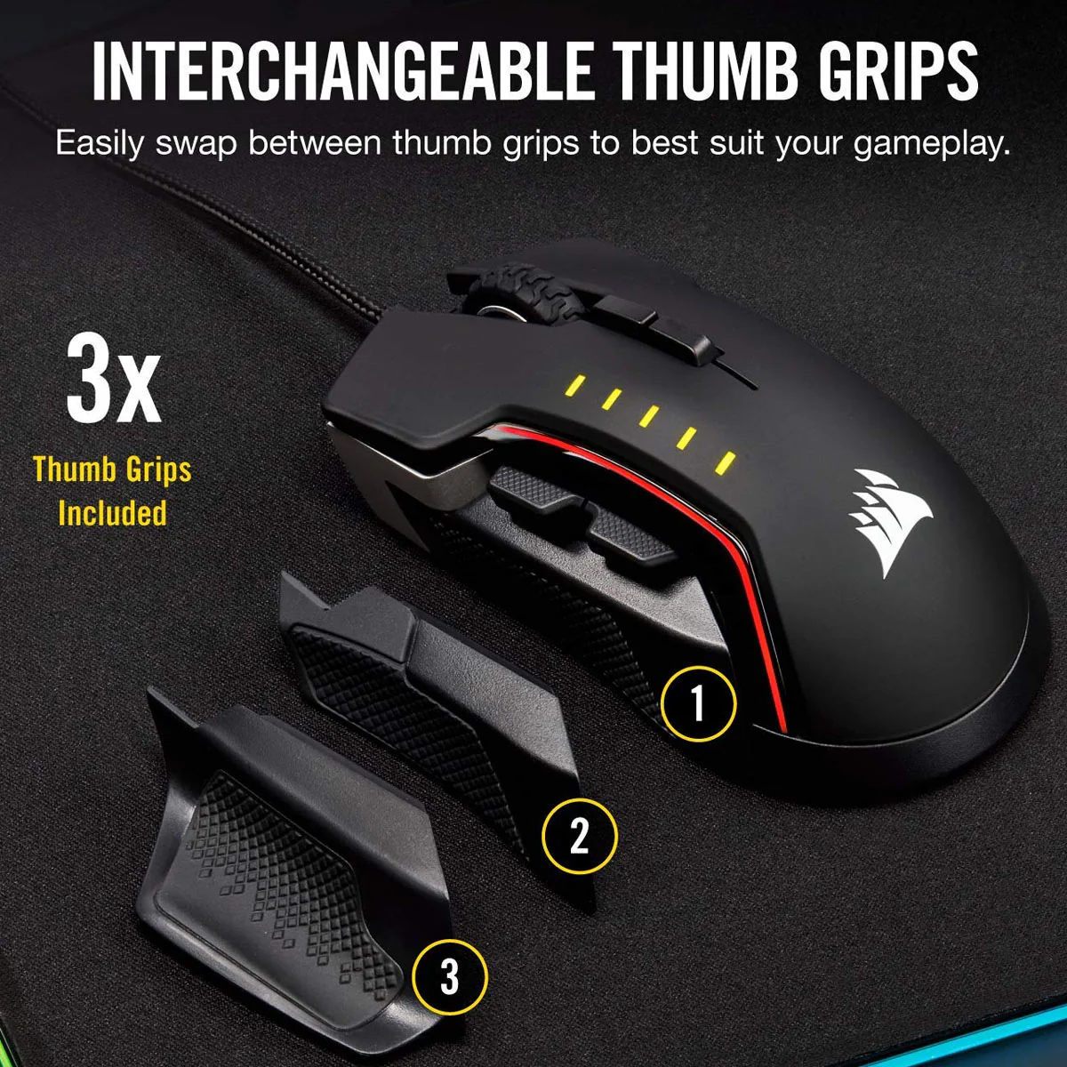 Corsair GLAIVE RGB PRO, Aluminium, Optical 18000 DPI Gaming Mouse - Image 4