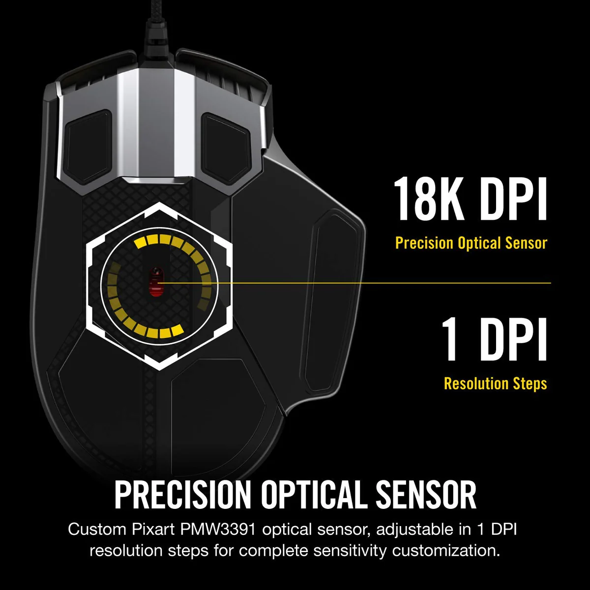 Corsair GLAIVE RGB PRO, Aluminium, Optical 18000 DPI Gaming Mouse - Image 6