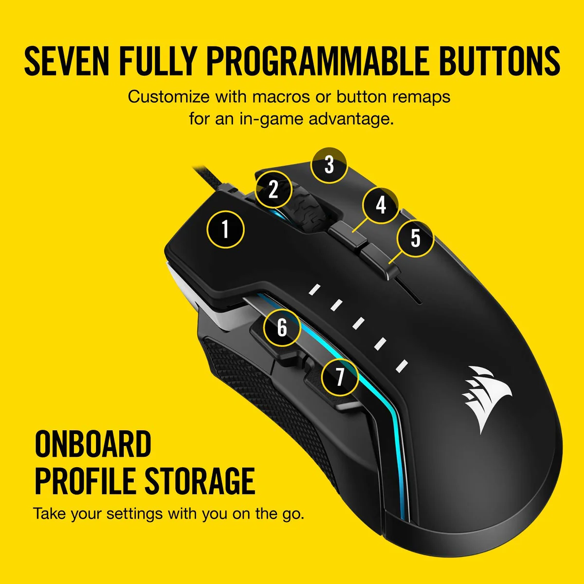 Corsair GLAIVE RGB PRO, Aluminium, Optical 18000 DPI Gaming Mouse - Image 7