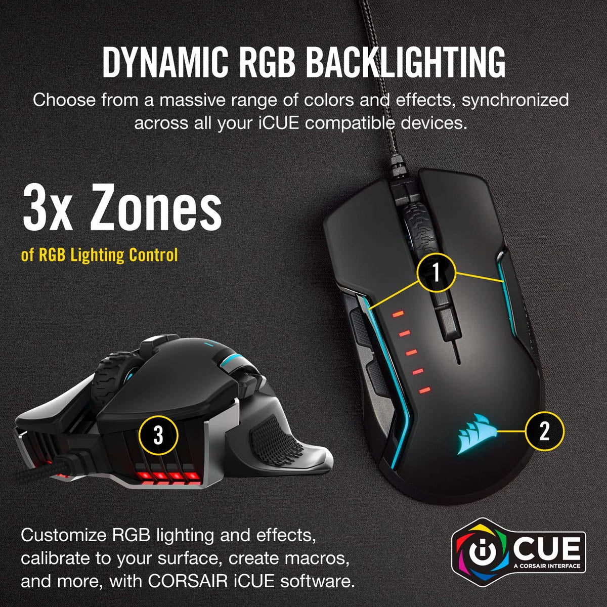 Corsair GLAIVE RGB PRO, Aluminium, Optical 18000 DPI Gaming Mouse - Image 8