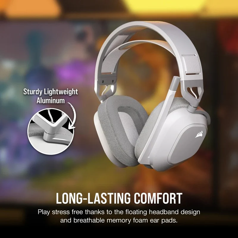 Corsair HS80 MAX Wireless/ Bluetooth Gaming Headset for PC, PS5, Switch & Mobile - White - Image 3