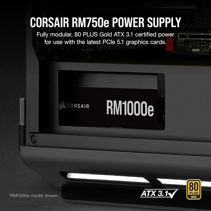 Corsair RMe Series RM750e Fully Modular Low-Noise ATX Power Supply (UK) - Black - Image 3