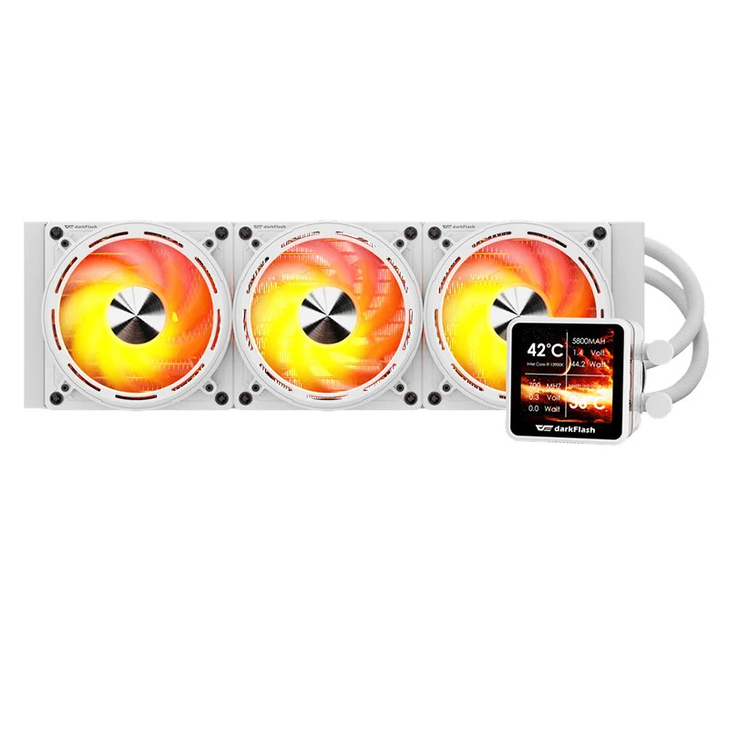 DarkFlash EXPLORE DE360 ARGB 360mm AIO Liquid CPU Cooler with 2.88" LCD Screen - White