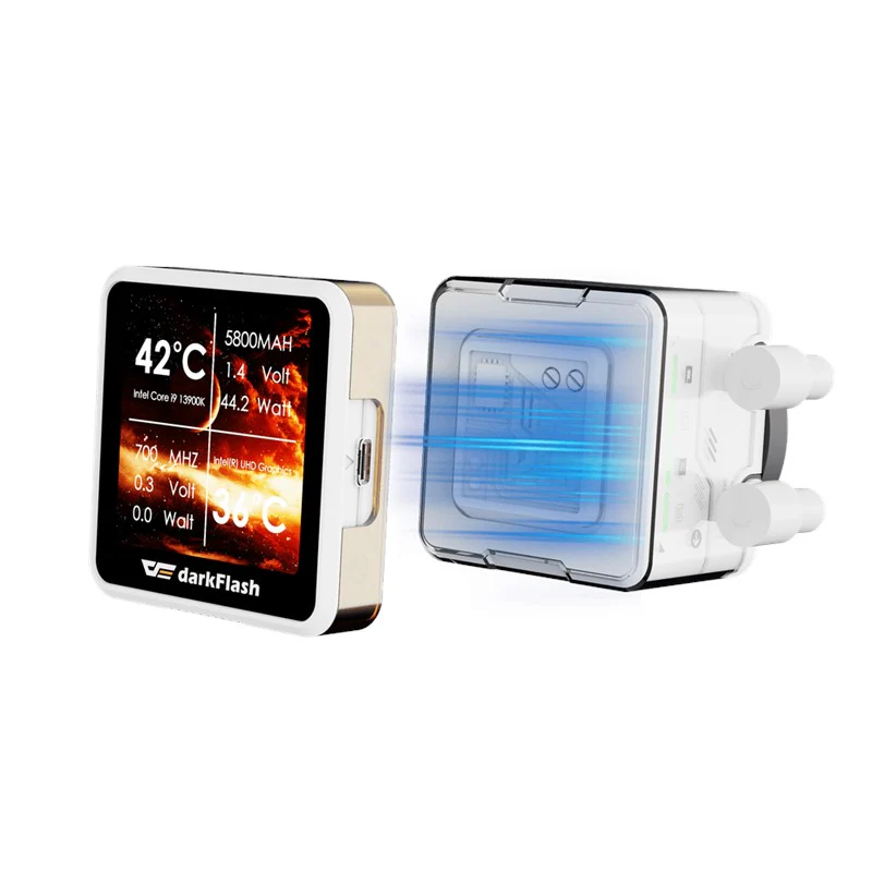 DarkFlash EXPLORE DE360 ARGB 360mm AIO Liquid CPU Cooler with 2.88" LCD Screen - White - Image 3
