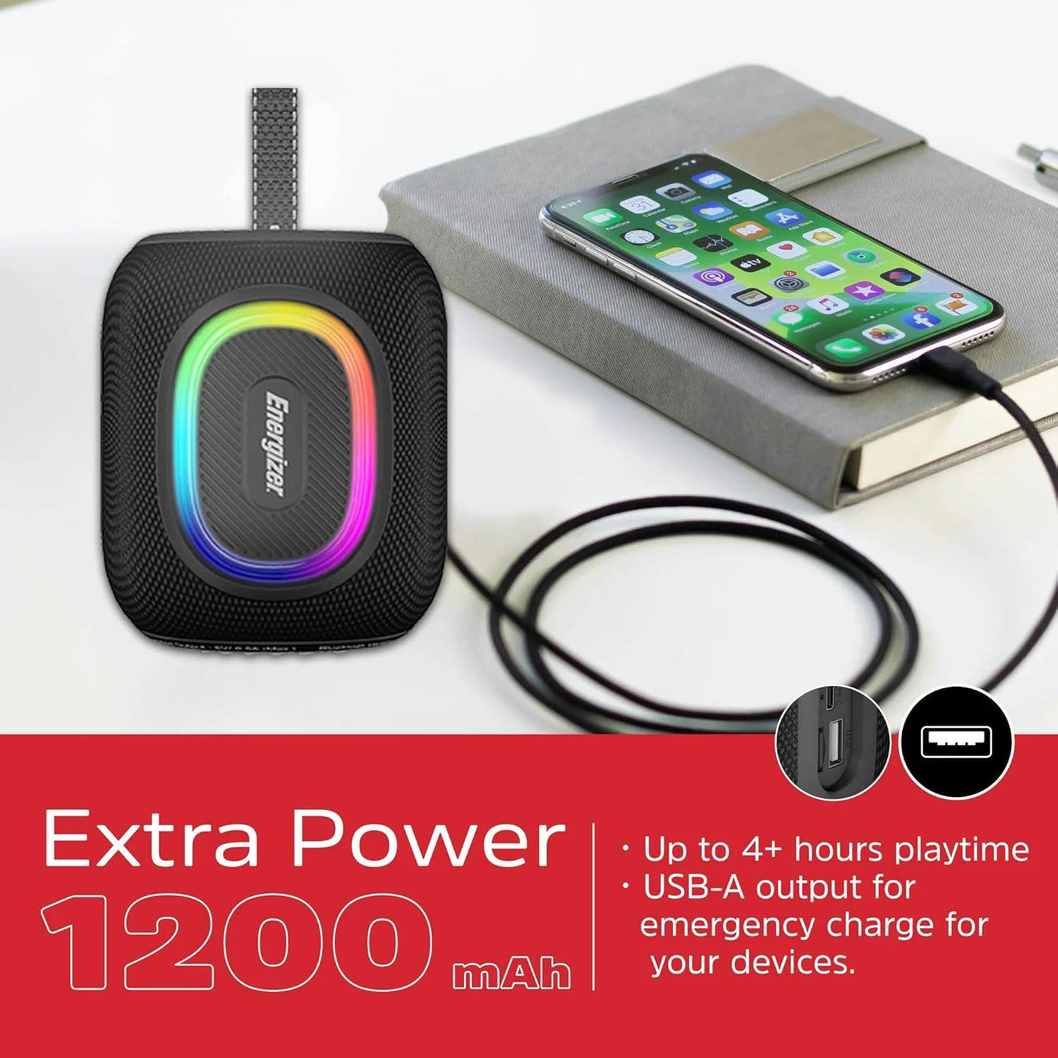 Energizer Bluetooth Speaker 8W, RGB - Black - Image 3