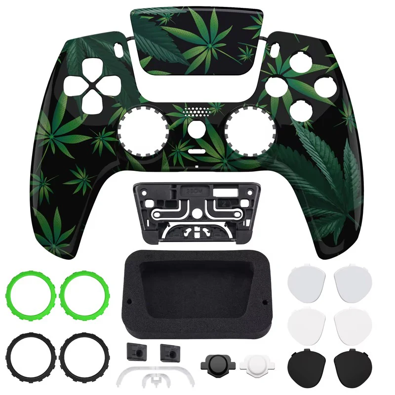 eXtremeRate Green Weeds Custom Control Shell Faceplate Cover For Dualsense Edge PS5 Controller