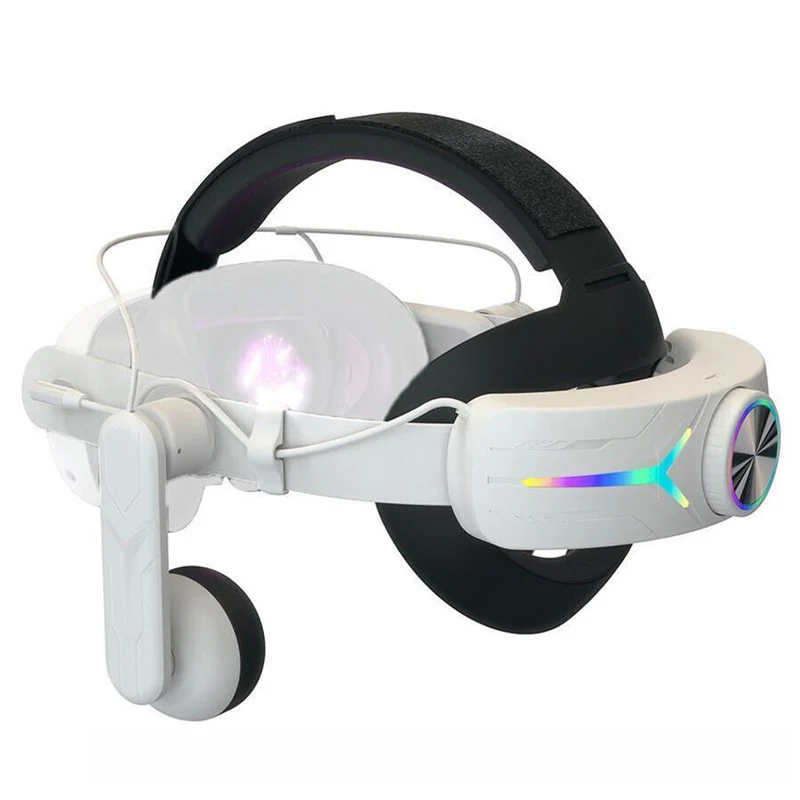 Gamax Adjustable Charging (8000mAH) RGB Headmount With Earphones for Meta Quest 3 - White