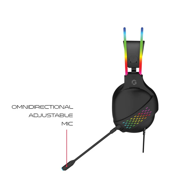 Gameon GO-711 RGB Gaming Headset With Detachable Mic - Black - Image 4