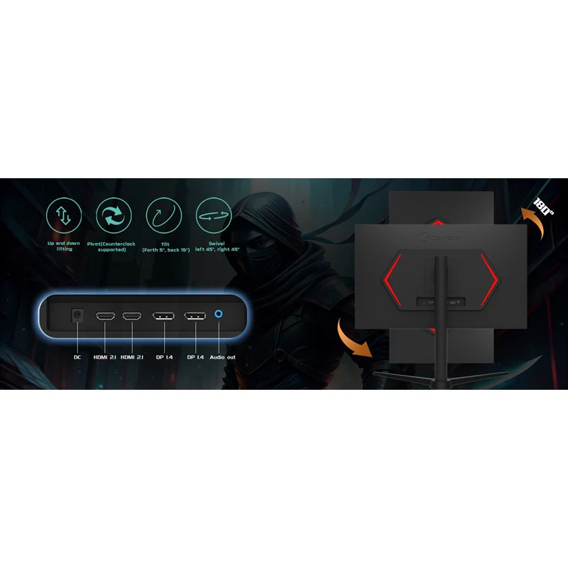 GAMEON GOMP27FHD380IPS Midnight Pro Series 27" FHD, 380 Hz, MPRT 0.5 ms, HDMI 2.1, Fast IPS Gaming Monitor (Support PS5) - Black - Image 7
