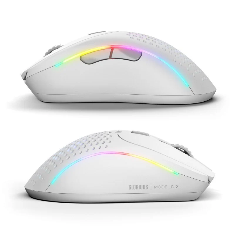 Glorious Model DV2 Wireless RGB Gaming Mouse - Matte White - Open Box - Image 2