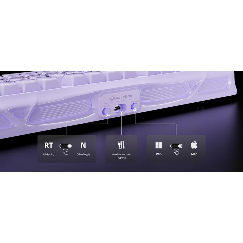 GravStar Mercury V75 75% Hall Effect Magnetic Switch Gaming Keyboard - Lavender Purple - Image 6