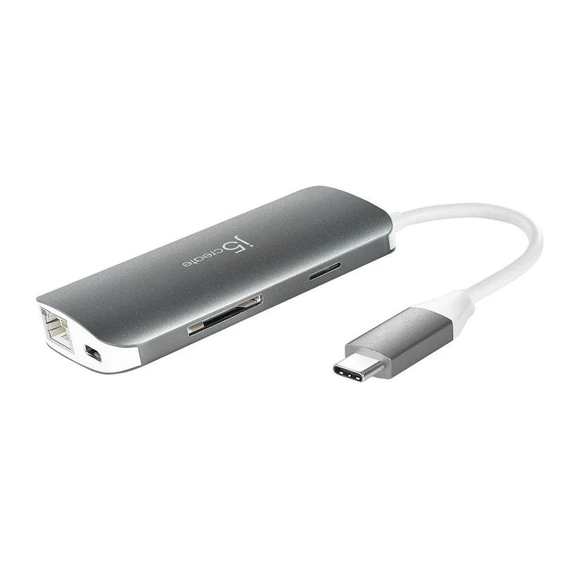 j5create JCD383 USB-C 9-in-1 Multi Adapter, Silver and White - Image 2
