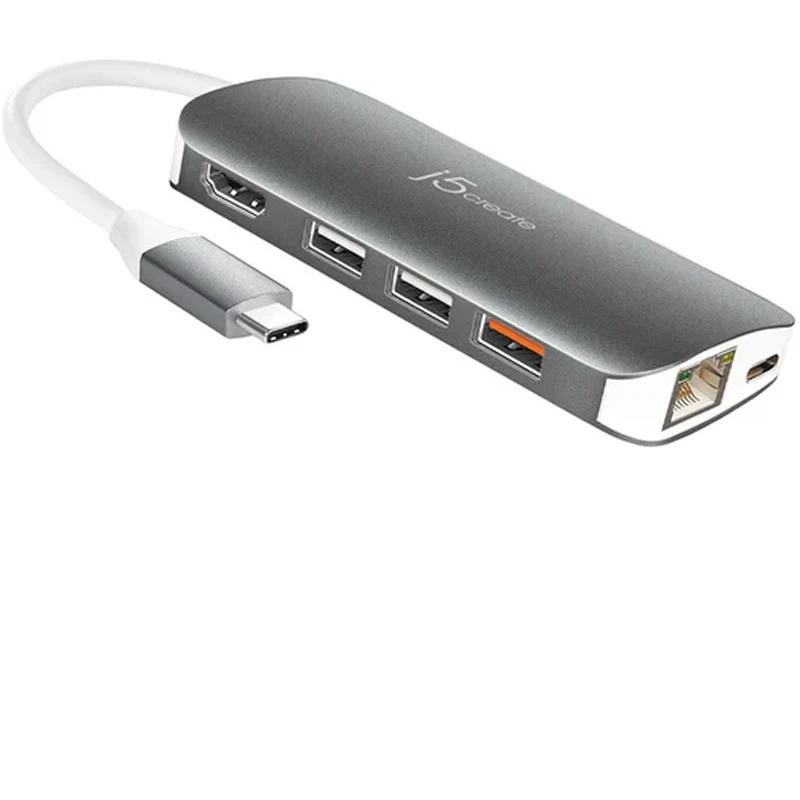 j5create JCD383 USB-C 9-in-1 Multi Adapter, Silver and White - Image 3