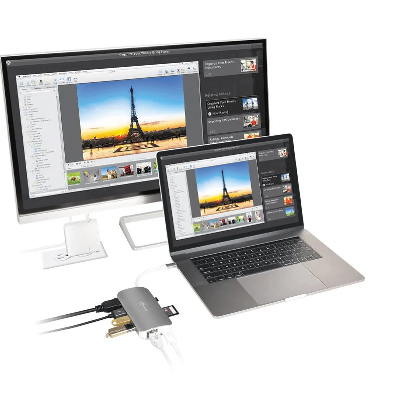 j5create JCD383 USB-C 9-in-1 Multi Adapter, Silver and White - Image 7