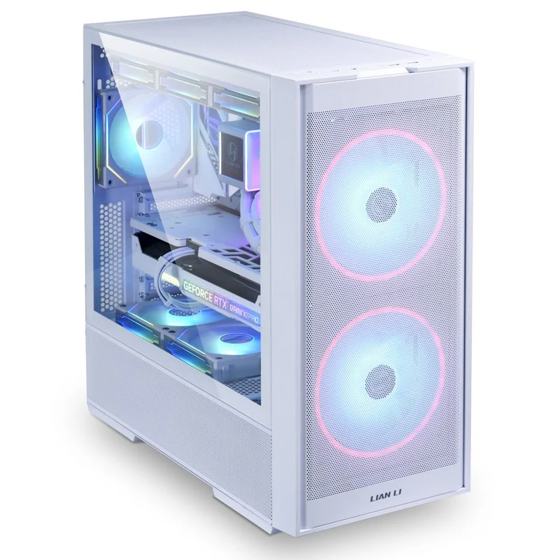 LIAN LI LANCOOL 206 ATX Mid Tower Gaming PC Case (2 ARGB Fans Included) - White - Image 2