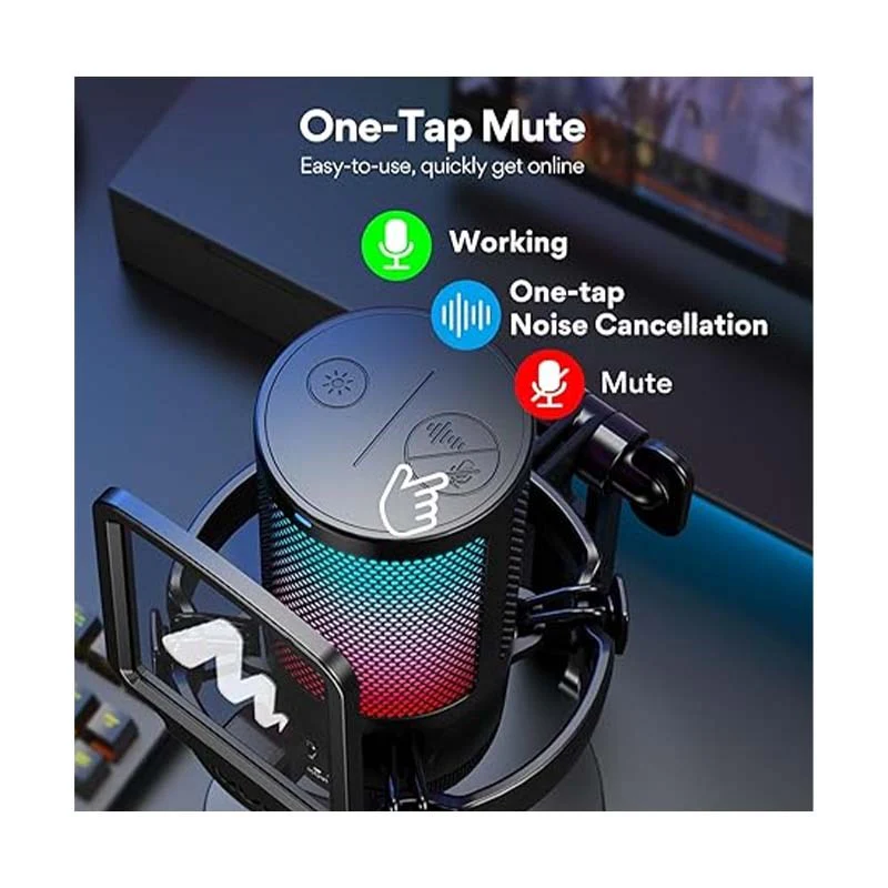 MAONO USB Gaming Microphone, Noise Cancellation Condenser Mic with Mute, Gain, Monitoring, Boom Arm for Streaming, Podcast, Twitch, YouTube, Discord, PC, Computer, PS4, PS5, Mac, GamerWave DGM20S - Image 4