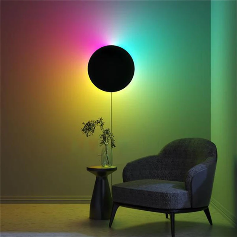 Modern Round RGB LED Wall Light, Lamp with Remote Control - Image 2