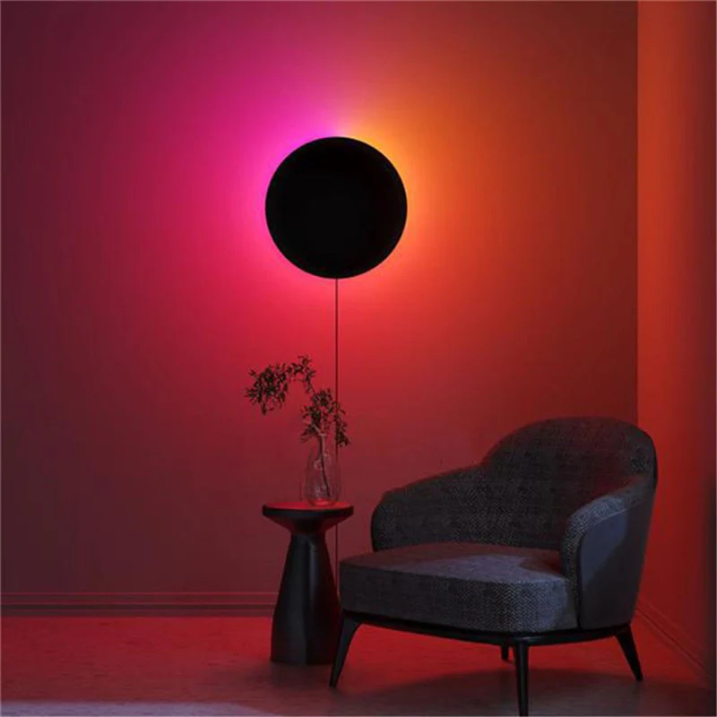 Modern Round RGB LED Wall Light, Lamp with Remote Control - Image 3
