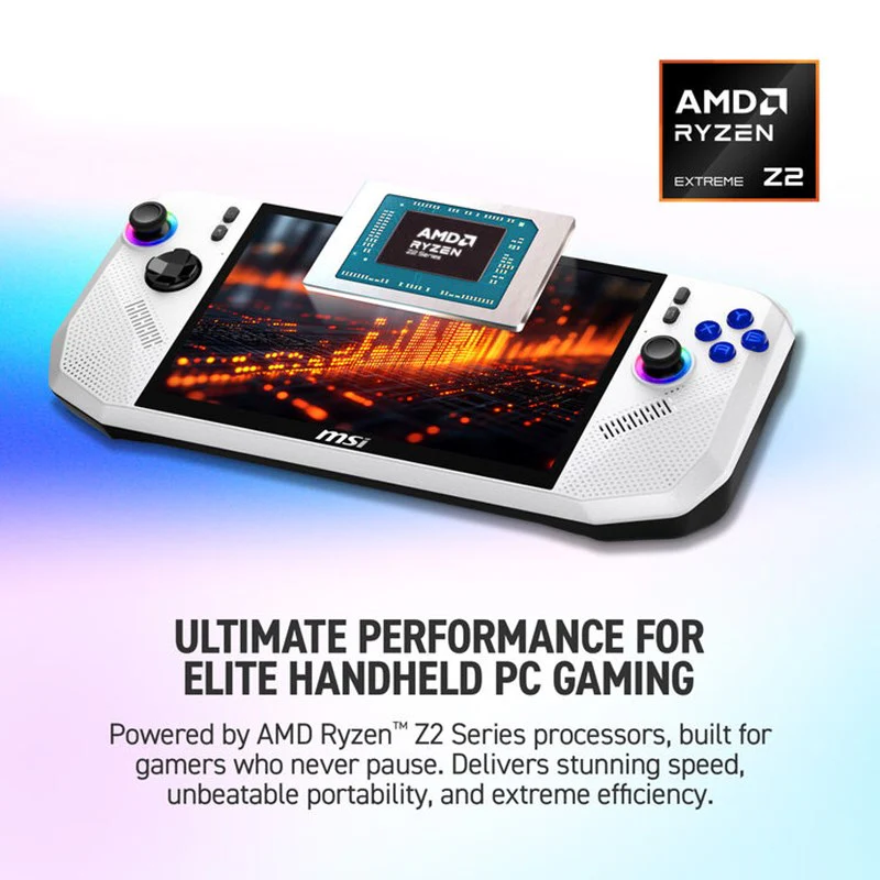 MSI Claw A8 BZ2EM-070US Handheld Portable Gaming Console, 8" FHD, 120Hz Touchscreen, AMD Ryzen Z2 Extreme 8-Core, RAM 24GB LPDDR5x, SSD 1TB NVMe PCIe 4.0, Windows 11 Home - White - Image 4