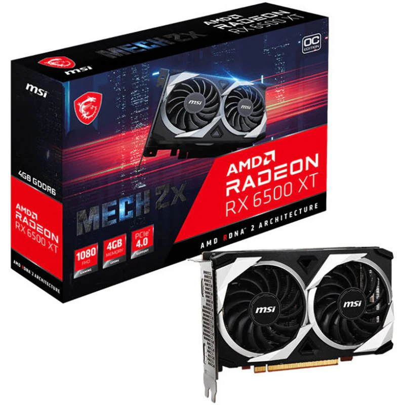 MSI Radeon RX 6500 XT MECH 2X 4GB OC GDDR6 Gaming Graphics Card