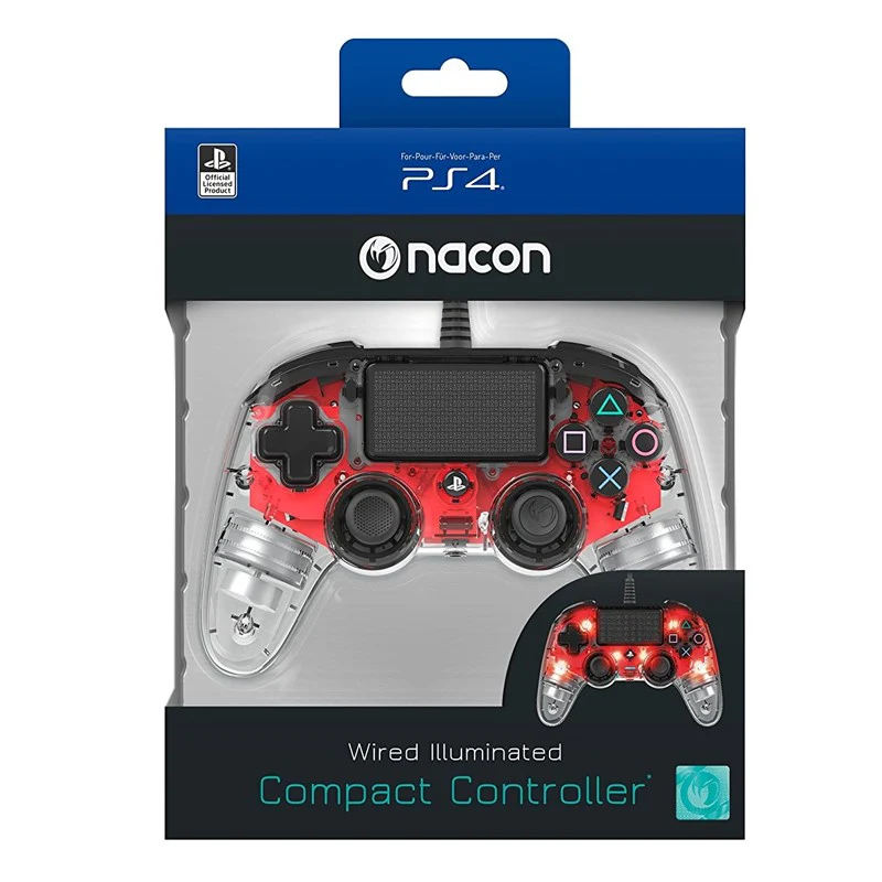Nacon PlayStation 4 (PS4) Wired Illuminated Compact Controller - Crystal Red - Open Box - Image 4