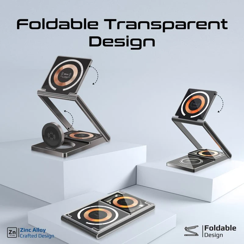 Promate 3 in 1 Ultra-Slim Foldable 15W MagSafe Wireless Charger - Image 6