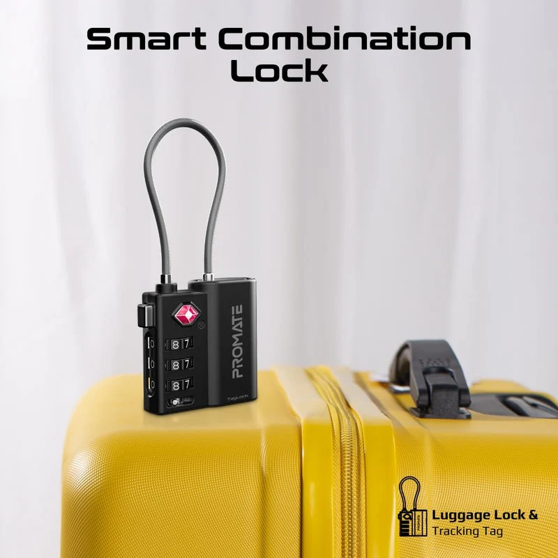 Promate TSA Luggage Lock with Smart Precision Tracking Tag - Image 2