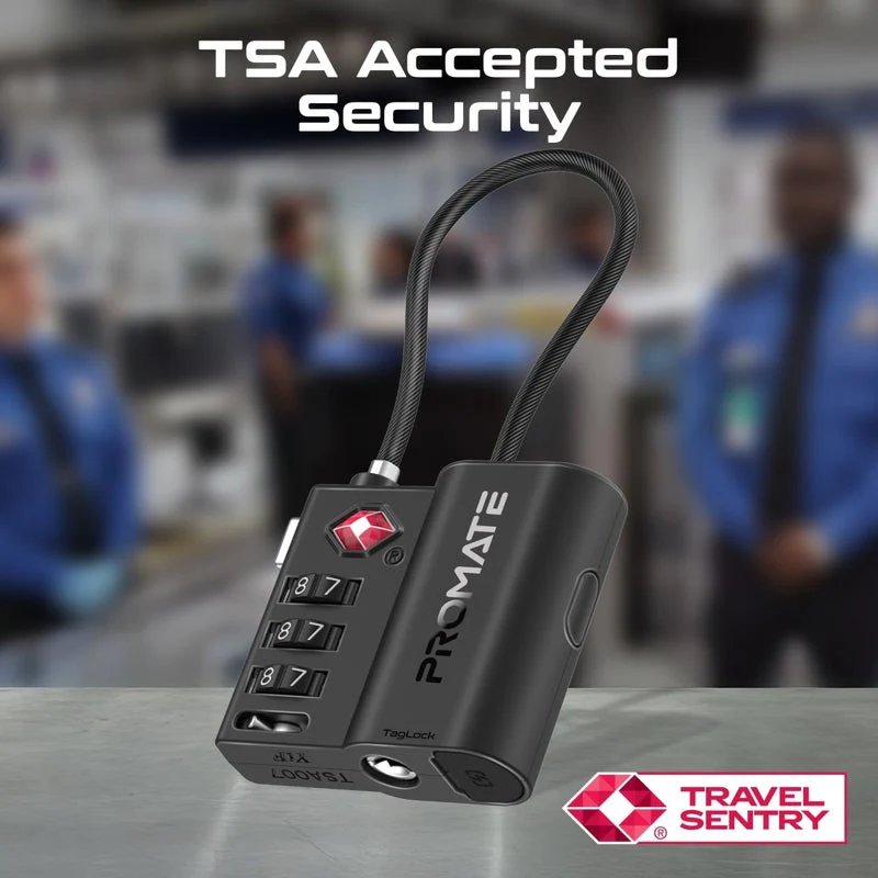 Promate TSA Luggage Lock with Smart Precision Tracking Tag - Image 3
