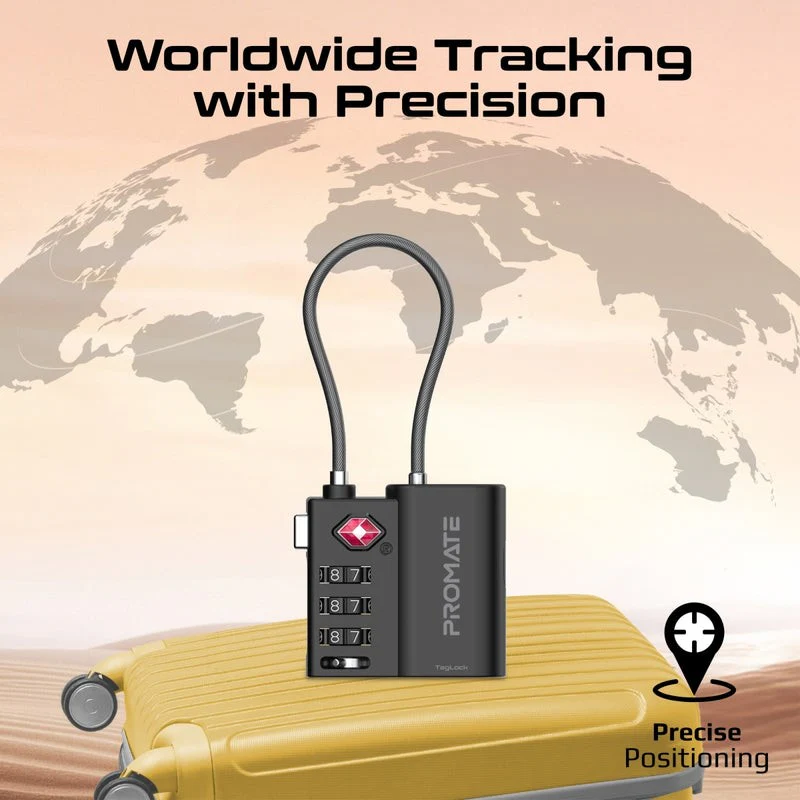 Promate TSA Luggage Lock with Smart Precision Tracking Tag - Image 5