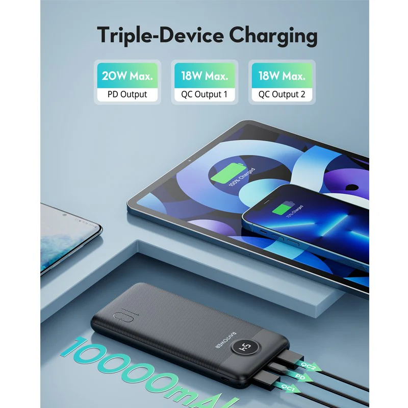 RAVPower PD Pioneer 10000mAh 20W 3-Port Power Bank - Image 4