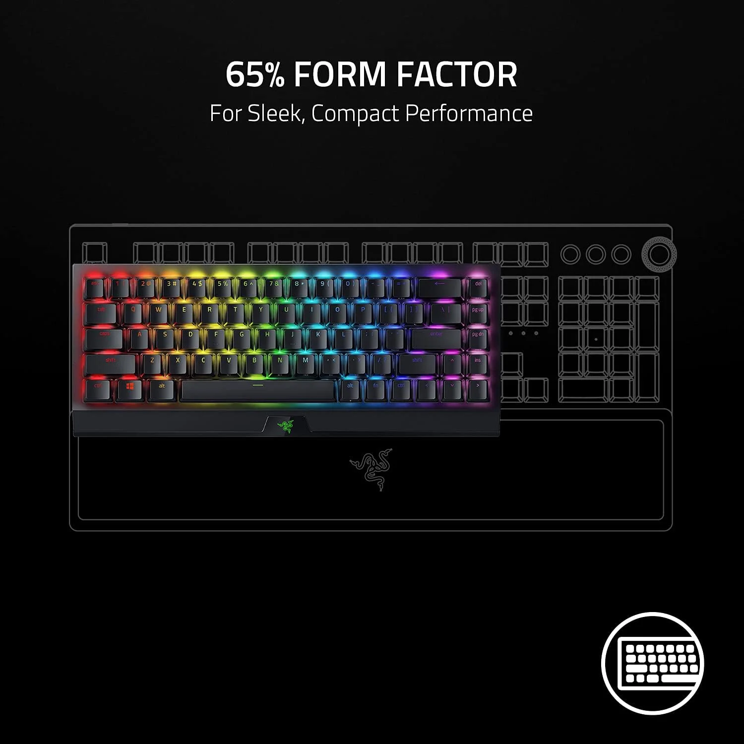 Razer BlackWidow V3 Mini HyperSpeed Wireless 65% Mechanical (Green Switches) RGB Gaming Keyboard, US Layput - Black - Image 16