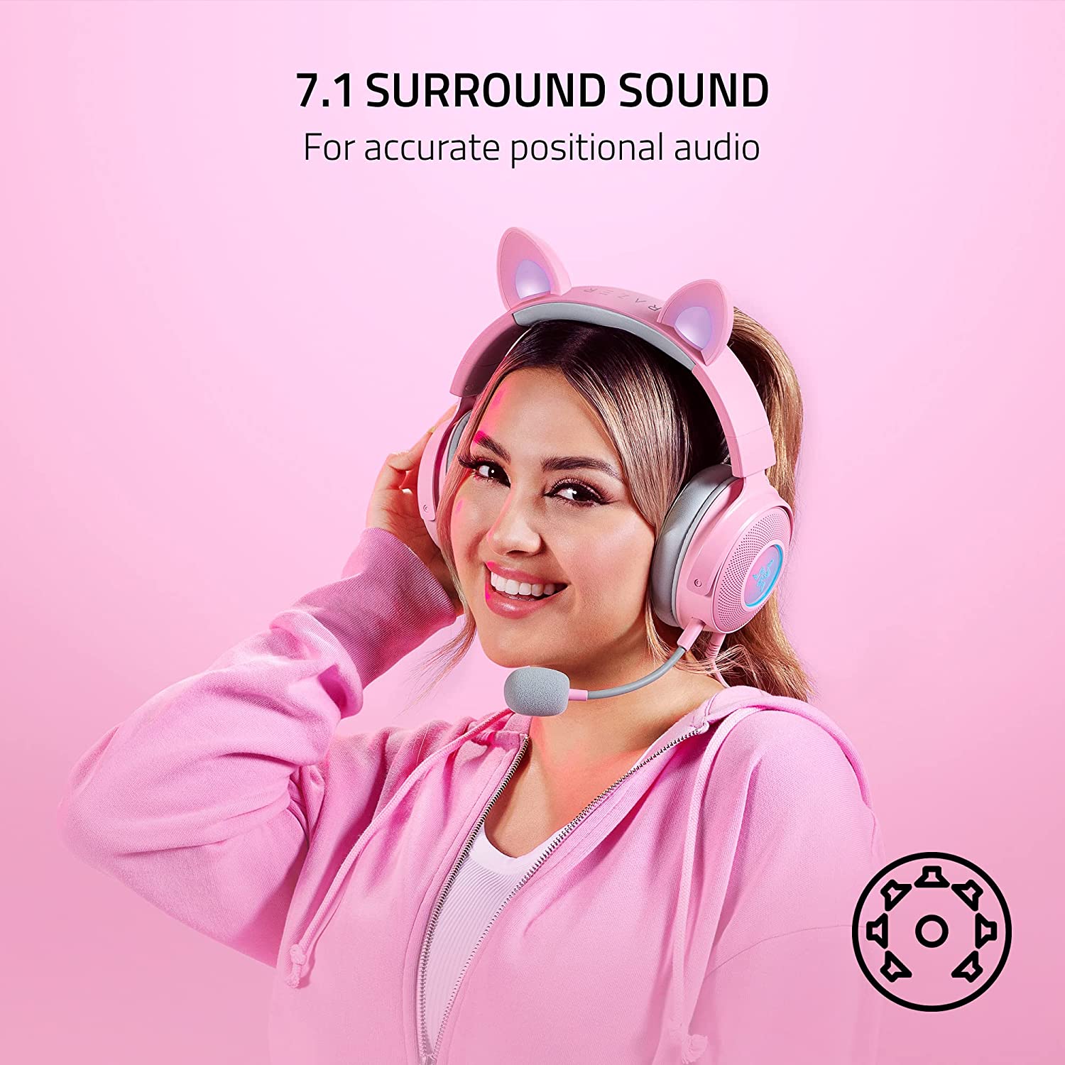 Razer Kraken Kitty V2 Pro Wired RGB Headset with Interchangeable Ears - Image 19