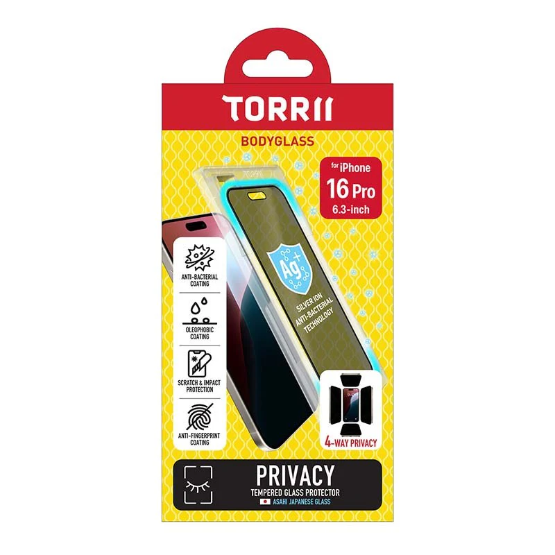 Torrii Bodyglass Screen Protector Tempered Glass For iPhone 16 Pro (6.3”) Anti-Bacterial Coating - Image 3