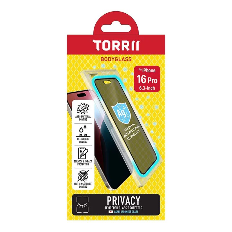 Torrii Bodyglass Screen Protector Tempered Glass For iPhone 16 Pro (6.3”) Anti-Bacterial Coating - Image 6