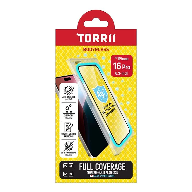 Torrii Bodyglass Screen Protector Tempered Glass For iPhone 16 Pro (6.3”) Anti-Bacterial Coating - Image 8