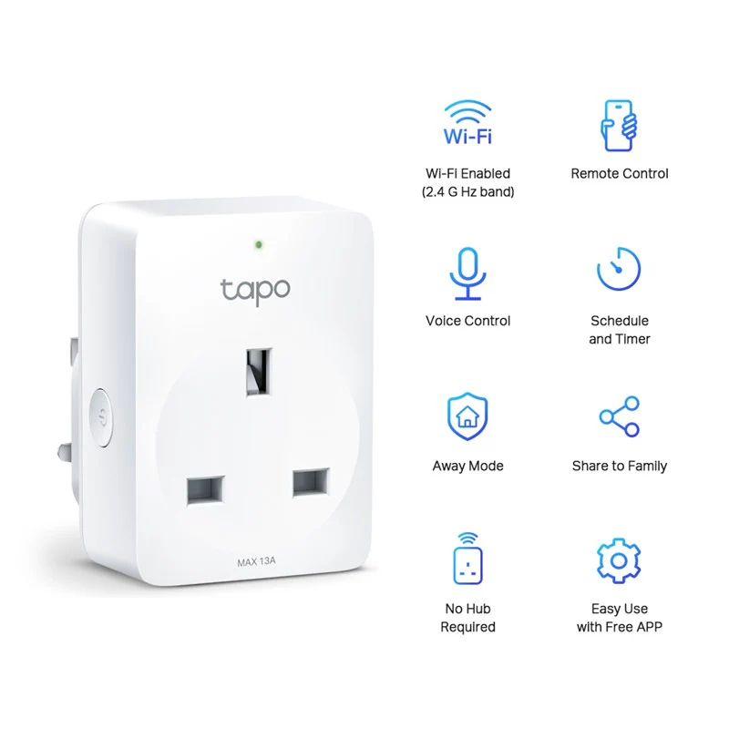 TP-Link Tapo P100 Mini Smart Wi-Fi Socket, Remote Control, Voice Control, 3 Pin - Image 2