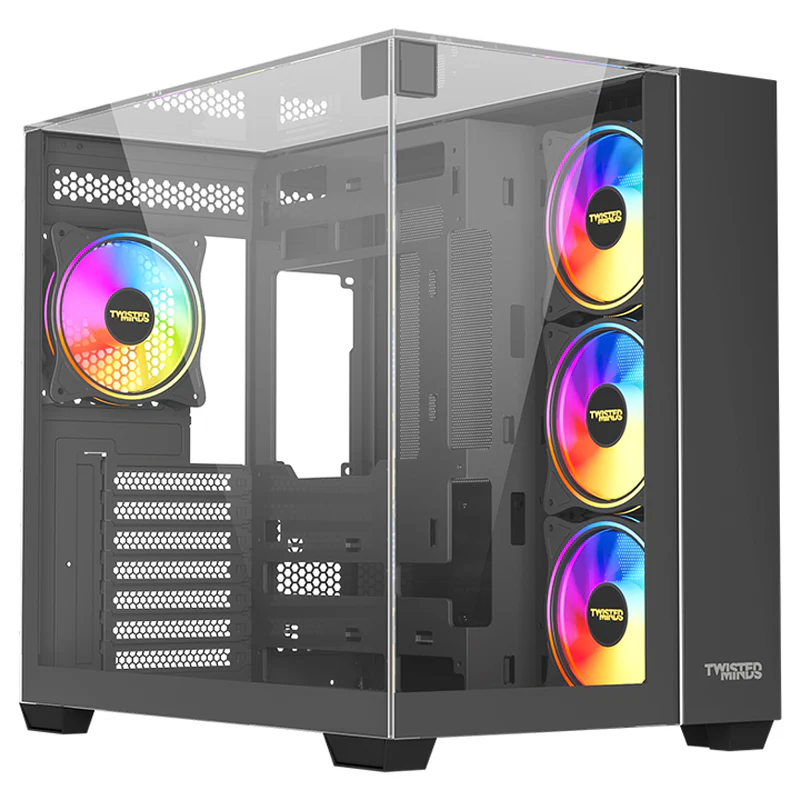 Twisted Minds Warden Rider Tempered Glass ATX Mid Tower Gaming Case - Black (3 ARGB Fans Included) - Image 2