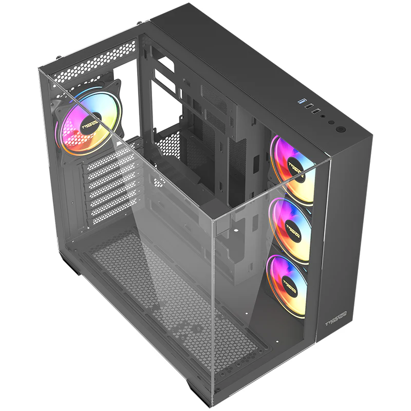 Twisted Minds Warden Rider Tempered Glass ATX Mid Tower Gaming Case - Black (3 ARGB Fans Included) - Image 7