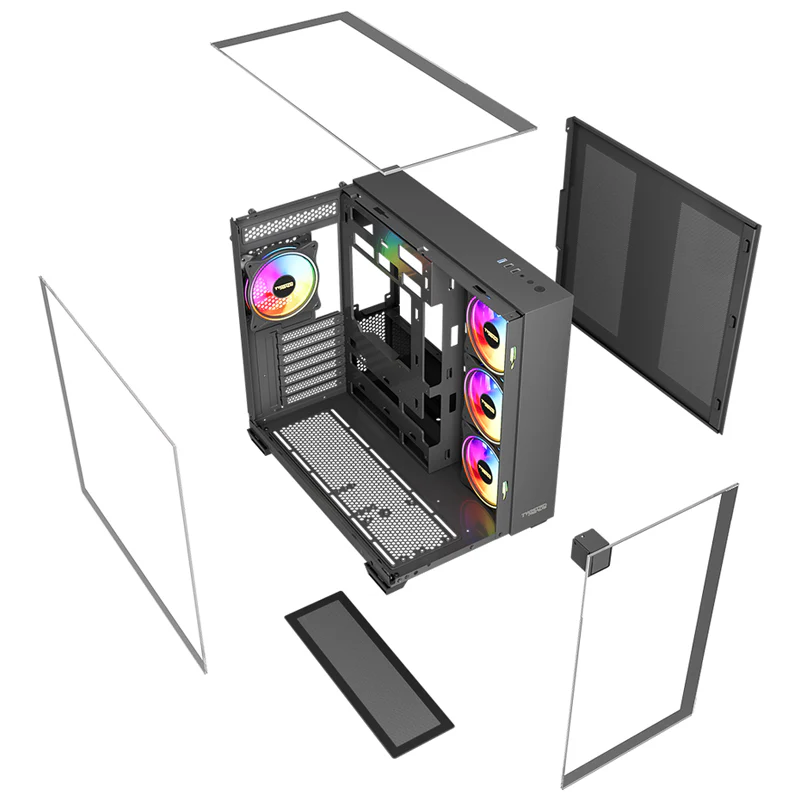 Twisted Minds Warden Rider Tempered Glass ATX Mid Tower Gaming Case - Black (3 ARGB Fans Included) - Image 9